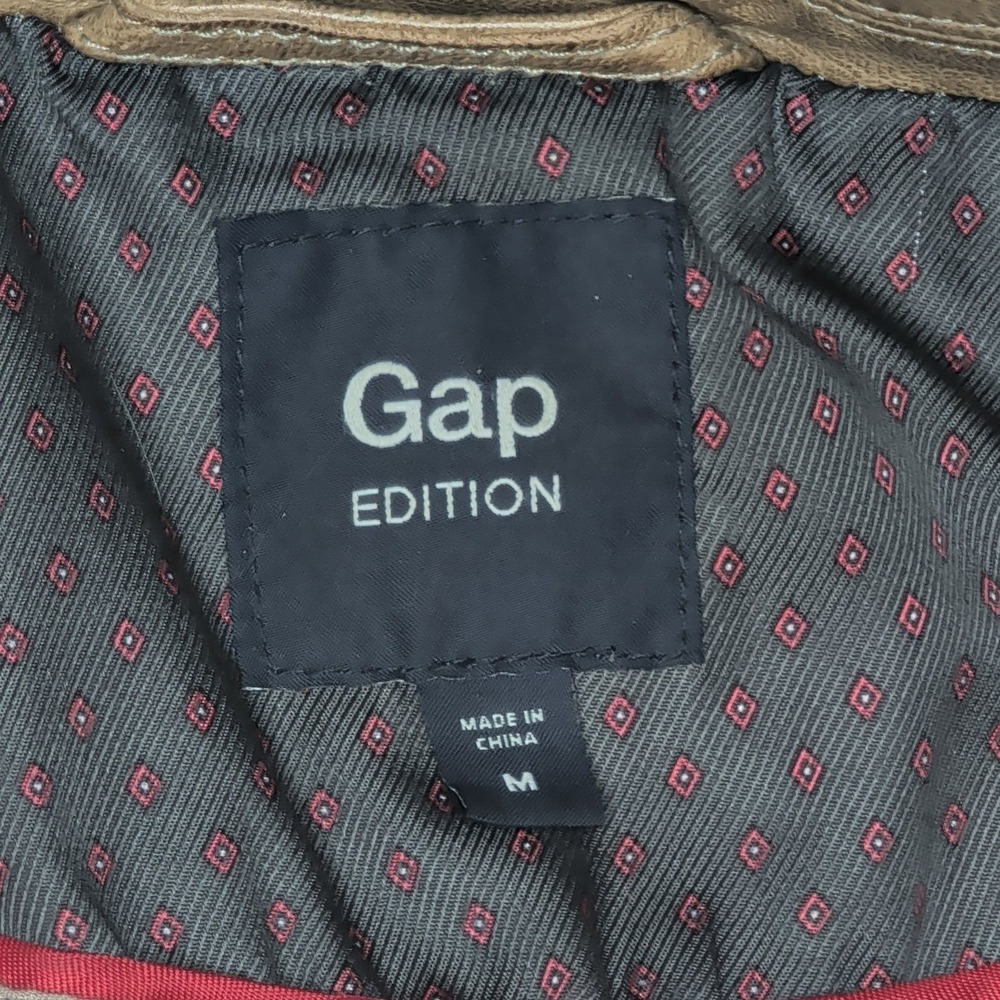Gap Edition Womens Tan Genuine Leather Stand Collar Button Front Jacket Size M - Picture 3 of 16